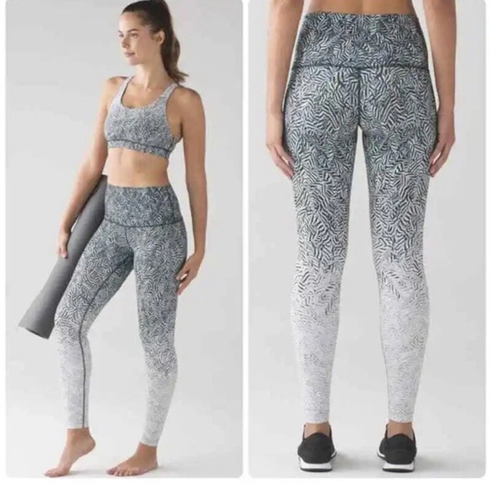 Lululemon Wunder Under Pant Hi-Rise Dazzle Nulux Alpine White Black Sz 6  $128